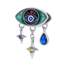 Load image into Gallery viewer, Green, Purple, and Blue Stone Studded Turkish Evil Eye Charm Bead