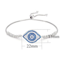 Load image into Gallery viewer, Beautiful Blue and White Stone Evil Eye Silver Bracelet - Bracelet