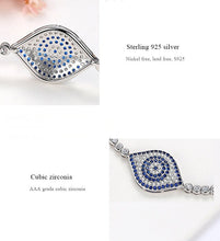 Load image into Gallery viewer, Beautiful Blue and White Stone Evil Eye Silver Bracelet - Bracelet
