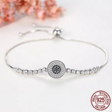 Load image into Gallery viewer, Black and White Stone Evil Eye Silver Bracelet - BraceletSilver