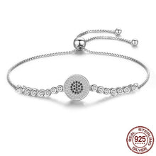 Load image into Gallery viewer, Black and White Stone Evil Eye Silver Bracelet - BraceletRose Gold