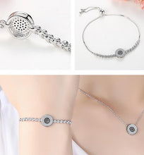 Load image into Gallery viewer, Black and White Stone Evil Eye Silver Bracelet - BraceletRose Gold