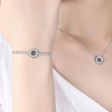 Load image into Gallery viewer, Black and White Stone Evil Eye Silver Bracelet - BraceletSilver