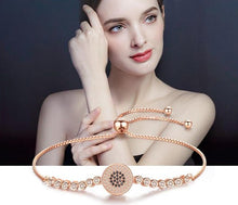 Load image into Gallery viewer, Black and White Stone Evil Eye Silver Bracelet - BraceletSilver