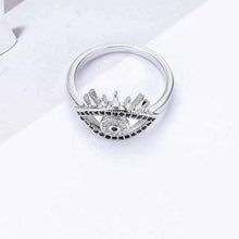 Load image into Gallery viewer, Black and White Stone Eye Shaped Evil Eye Silver Ring - Ring10