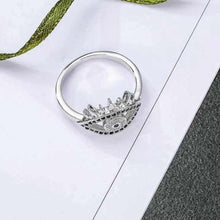 Load image into Gallery viewer, Black and White Stone Eye Shaped Evil Eye Silver Ring - Ring10