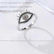 Load image into Gallery viewer, Black and White Stone Eye Shaped Evil Eye Silver Ring - Ring10