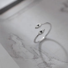 Load image into Gallery viewer, Black Stone Dual Evil Eye Silver Ring - Ring