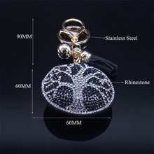 Load image into Gallery viewer, Black Stone Studded Tree of Life Keychain - Keychain