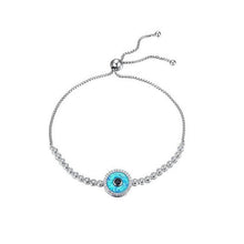 Load image into Gallery viewer, Blue and Black Stone Evil Eye Silver Bracelet - Bracelet