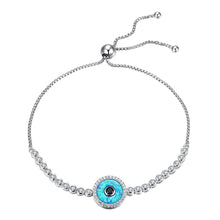 Load image into Gallery viewer, Blue and Black Stone Evil Eye Silver Bracelet - Bracelet
