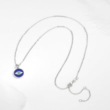 Load image into Gallery viewer, Blue and Turquoise Eye Shaped Evil Eye Silver Necklace - Necklace