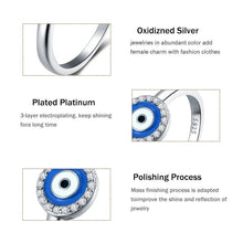 Load image into Gallery viewer, Blue and White Enamel Black Stone Evil Eye Silver Ring - Ring6