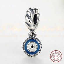 Load image into Gallery viewer, Blue and White Enamel Evil Eye Silver Pendant - Pendant