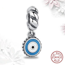 Load image into Gallery viewer, Blue and White Enamel Evil Eye Silver Pendant - Pendant
