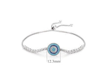 Load image into Gallery viewer, Blue and White Stone Circular Evil Eye Silver Bracelet - Bracelet