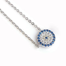 Load image into Gallery viewer, Blue and White Stone Circular Evil Eye Silver Necklaces - NecklaceSilver