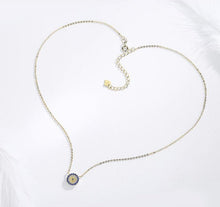 Load image into Gallery viewer, Blue and White Stone Circular Evil Eye Silver Necklaces - NecklaceRose Gold