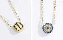 Load image into Gallery viewer, Blue and White Stone Circular Evil Eye Silver Necklaces - NecklaceRose Gold