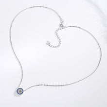 Load image into Gallery viewer, Blue and White Stone Circular Evil Eye Silver Necklaces - NecklaceRose Gold