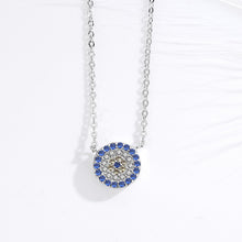 Load image into Gallery viewer, Blue and White Stone Circular Evil Eye Silver Necklaces - NecklaceRose Gold