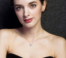 Load image into Gallery viewer, Blue and White Stone Circular Evil Eye Silver Necklaces - NecklaceSilver