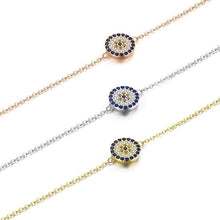 Load image into Gallery viewer, Blue and White Stone Circular Evil Eye Silver Necklaces - NecklaceRose Gold