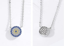 Load image into Gallery viewer, Blue and White Stone Circular Evil Eye Silver Necklaces - NecklaceRose Gold