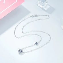 Load image into Gallery viewer, Blue and White Stone Double Evil Eye Silver Necklaces - NecklaceRose Gold