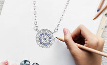Load image into Gallery viewer, Blue and White Stone Double Evil Eye Silver Necklaces - NecklaceRose Gold