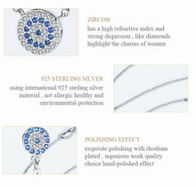 Load image into Gallery viewer, Blue and White Stone Double Evil Eye Silver Necklaces - NecklaceRose Gold