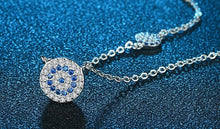 Load image into Gallery viewer, Blue and White Stone Double Evil Eye Silver Necklaces - NecklaceRose Gold