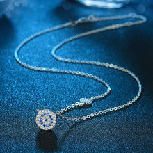 Load image into Gallery viewer, Blue and White Stone Double Evil Eye Silver Necklaces - NecklaceRose Gold