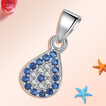 Load image into Gallery viewer, Blue and White Stone Drop Shaped Evil Eye Silver Pendant - Pendant