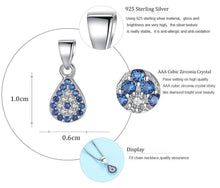 Load image into Gallery viewer, Blue and White Stone Drop Shaped Evil Eye Silver Pendant - Pendant