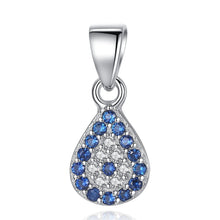 Load image into Gallery viewer, Blue and White Stone Drop Shaped Evil Eye Silver Pendant - Pendant