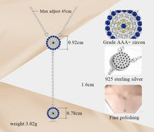 Load image into Gallery viewer, Blue and White Stone Dual Evil Eye Silver Necklaces - NecklaceGold