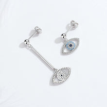 Load image into Gallery viewer, Blue and White Stone Evil Eye Asymmetrical Earrings - Earrings
