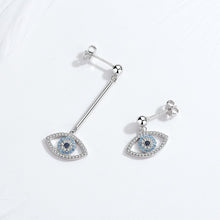 Load image into Gallery viewer, Blue and White Stone Evil Eye Asymmetrical Earrings - Earrings