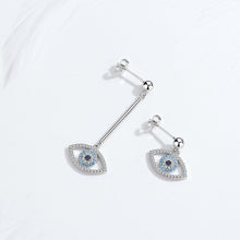 Load image into Gallery viewer, Blue and White Stone Evil Eye Asymmetrical Earrings - Earrings