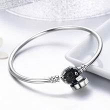 Load image into Gallery viewer, Blue and White Stone Evil Eye Silver Bangle - Bracelet17cm