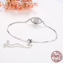 Load image into Gallery viewer, Blue and White Stone Evil Eye Silver Bracelet - Bracelet