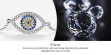 Load image into Gallery viewer, Blue and White Stone Evil Eye Silver Bracelet - Bracelet