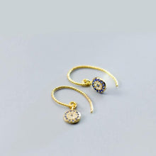Load image into Gallery viewer, Blue and White Stone Evil Eye Silver Dangle Earrings - EarringsSilver