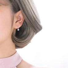 Load image into Gallery viewer, Blue and White Stone Evil Eye Silver Drop Earrings - EarringsSilver