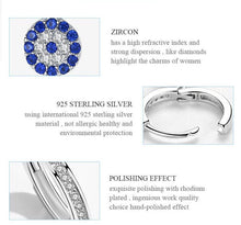 Load image into Gallery viewer, Blue and White Stone Evil Eye Silver Hoop Earrings - EarringsRose Gold