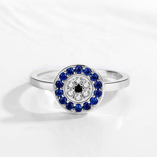 Load image into Gallery viewer, Blue and White Stone Evil Eye Silver Rings - Ring8Rose Gold