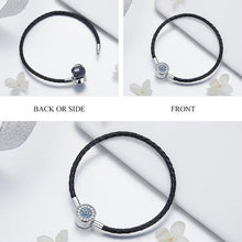 Load image into Gallery viewer, Blue and White Stone Evil Eye Silver Snake Chain Bracelet - Bracelet17cm