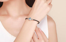 Load image into Gallery viewer, Blue and White Stone Evil Eye Silver Snake Chain Bracelet - Bracelet17cm