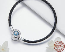 Load image into Gallery viewer, Blue and White Stone Evil Eye Silver Snake Chain Bracelet - Bracelet17cm